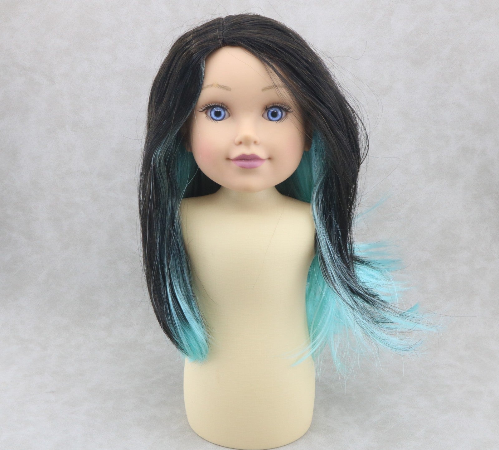 Black Mint Green Ombre Gradient Wig for 18" Doll Custom hair