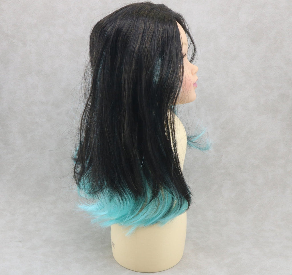 Black Mint Green Ombre Gradient Wig for 18" Doll Custom hair