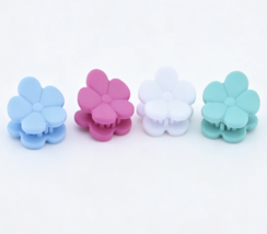 #115 【4 Pcs Matte Flower Mini Hair Claw Clips】 Main image