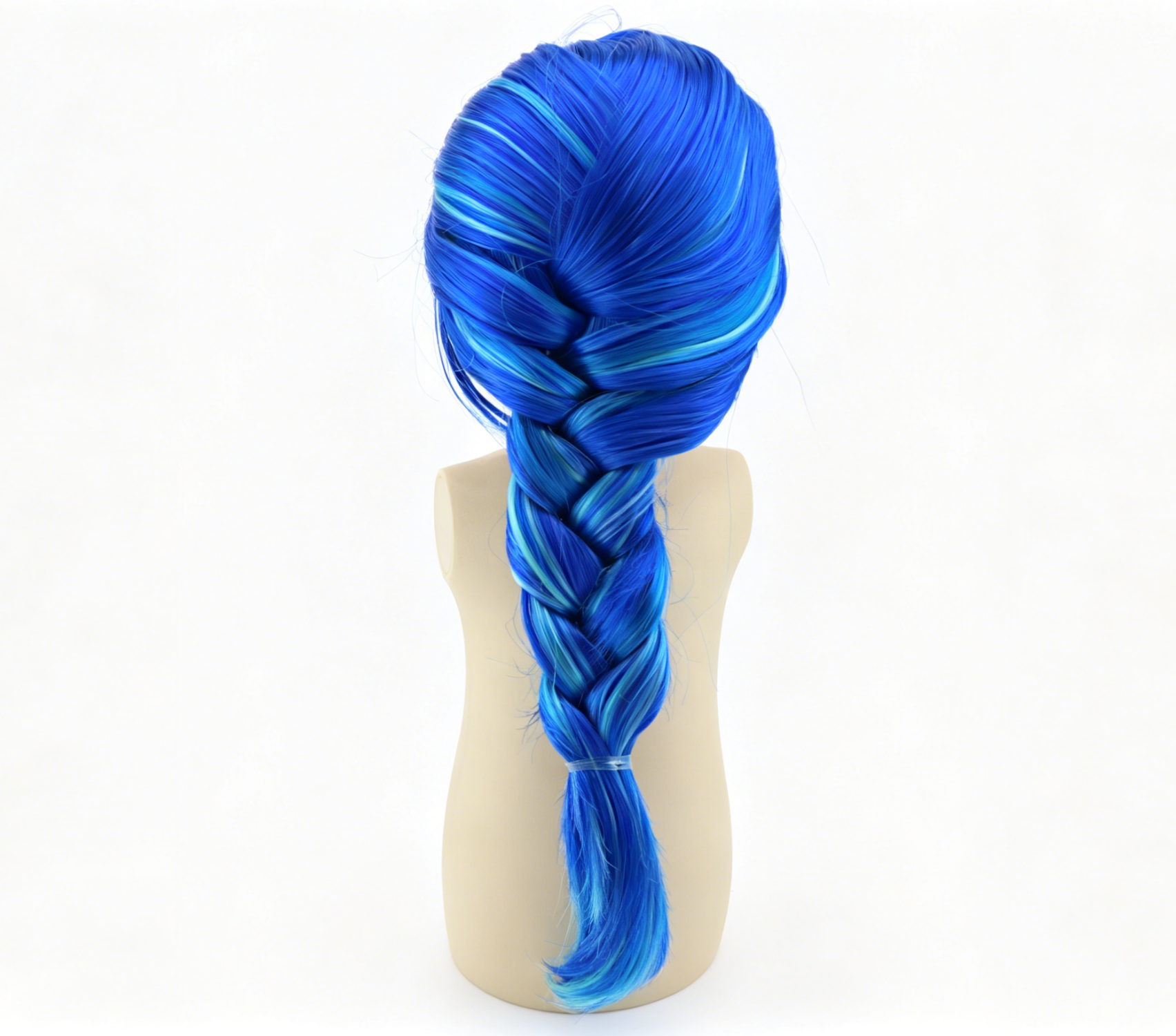 Bright Blue Light Blue Highlight Single Braid Wig For 18'' Fashion Girl Doll | Synthetic Doll Replacement Hair Accessory Main image