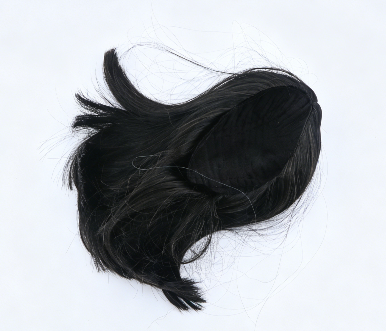 Pure Black Middle Part Shoulder Bob Wig With 8cm Inner Cap For Fashion Girl Doll | Synthetic Doll Replacement Hair Accessory