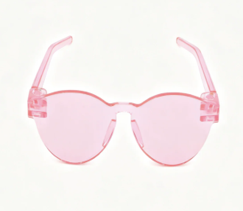 #116 【Transparent Light Pink Half Rim Round Tinted Lens Sunglasses】 Main image