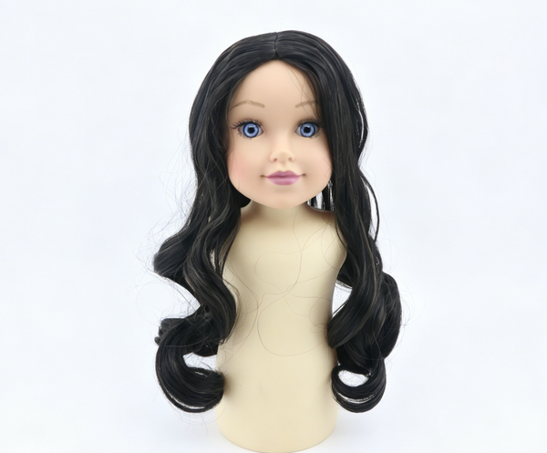 Black Long Loose Wavy Wig For 18'' Fashion Girl Doll | Synthetic Doll Replacement Hair Accessory