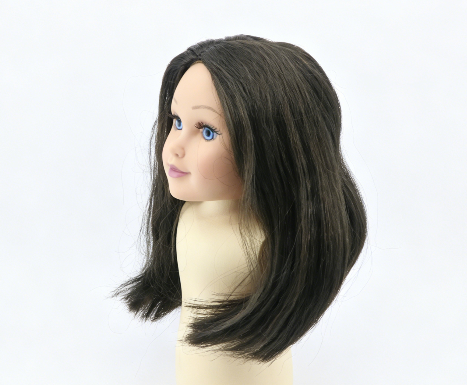 Dark Tea Brown Middle Part Shoulder Bob Wig For 18'' Fashion Girl Doll | Synthetic Doll Replacement Hair Accessory Main image