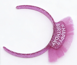 #39 【Happy Birthday Glitter Tulle Headband Accessory for 18'' Doll Birthday Party Dress Up Play】 Main image