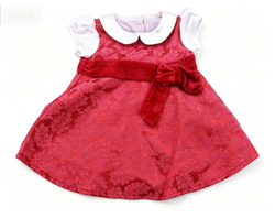 #96 Red Berry Brocade Holiday Christmas Party Dress Main image