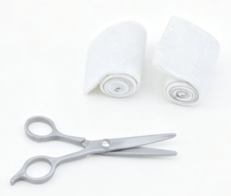 #40 【2 Fabric Bandage Rolls & Mini Scissors Medical Care Accessory Kit for 18'' Doll Doctor Pretend Play】 Main image