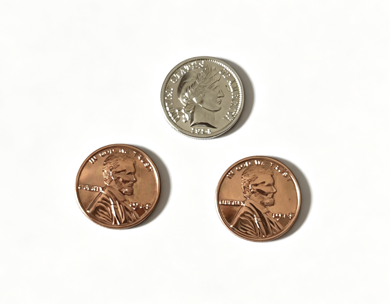【3 shiny coins gelt for 18'' doll dimes Hanukkah Set】 Main image