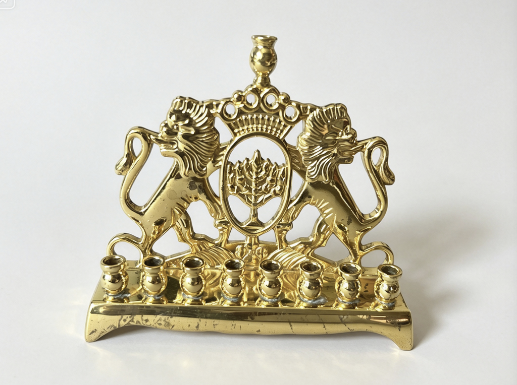 【A metal menorah for 18'' doll REBECA'S Menorah & Dreidel Set】