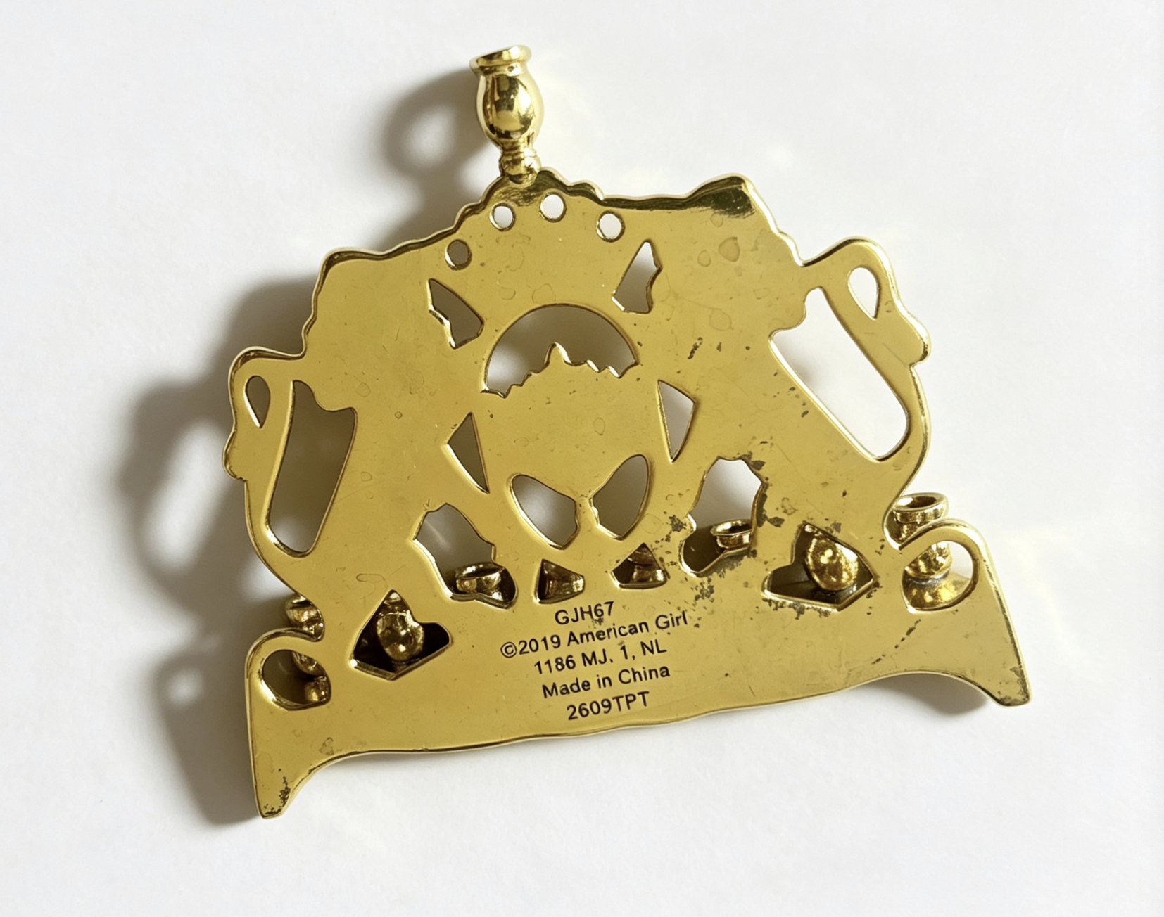 【A metal menorah for 18'' doll REBECA'S Menorah & Dreidel Set】