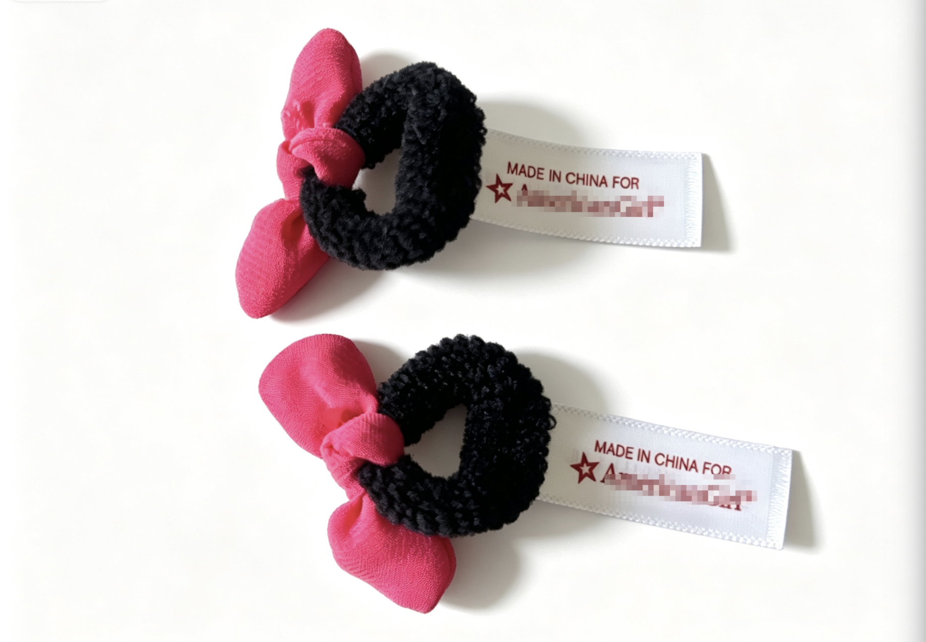 【Pink Bow Black Hair Ties For 18'' Doll Accessories】 Main image