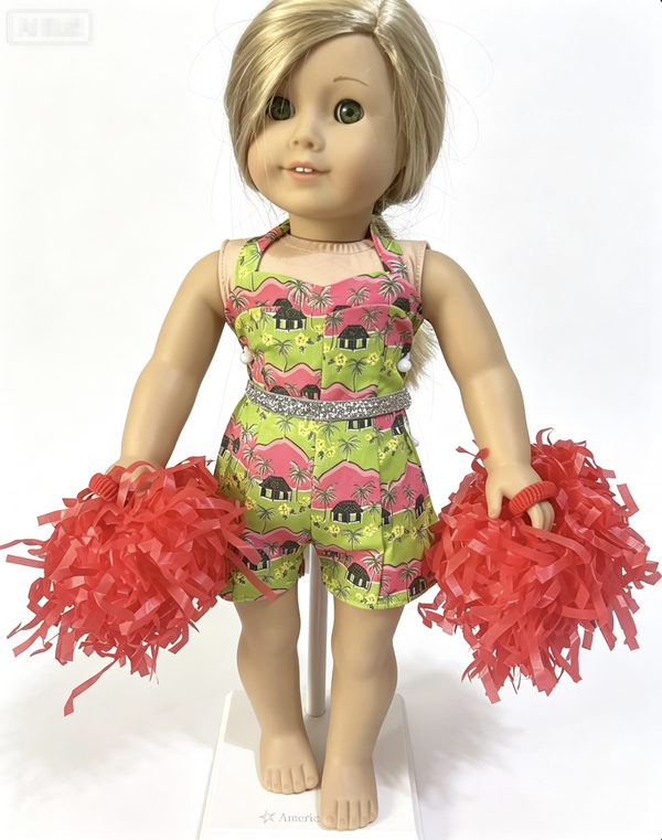 【2pcs red pompoms for 18'' Doll Cheerleader Outfit Pom Poms】