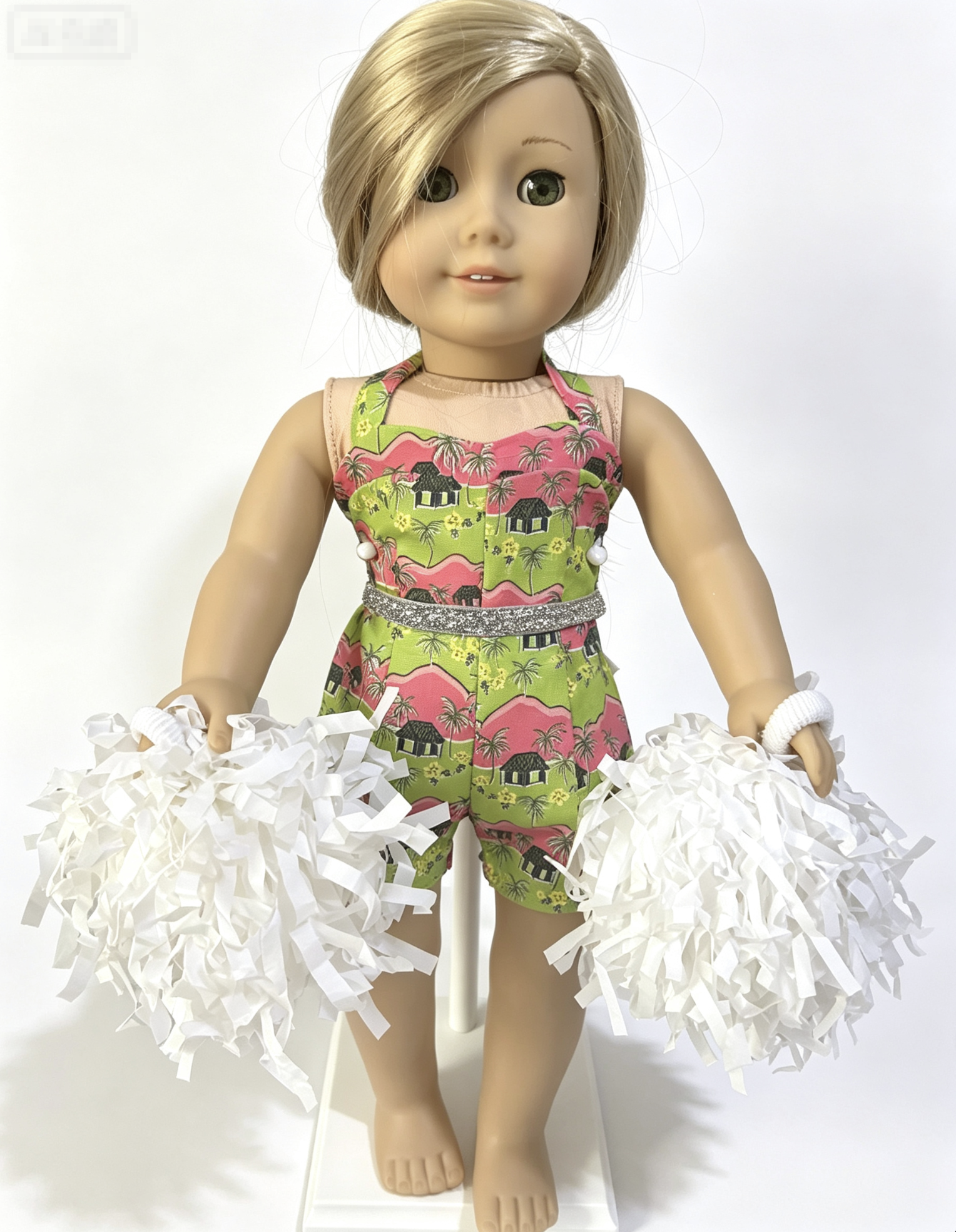 【2pcs white pompoms for 18'' Doll Cheerleader Outfit Pom Poms】 Secondary image