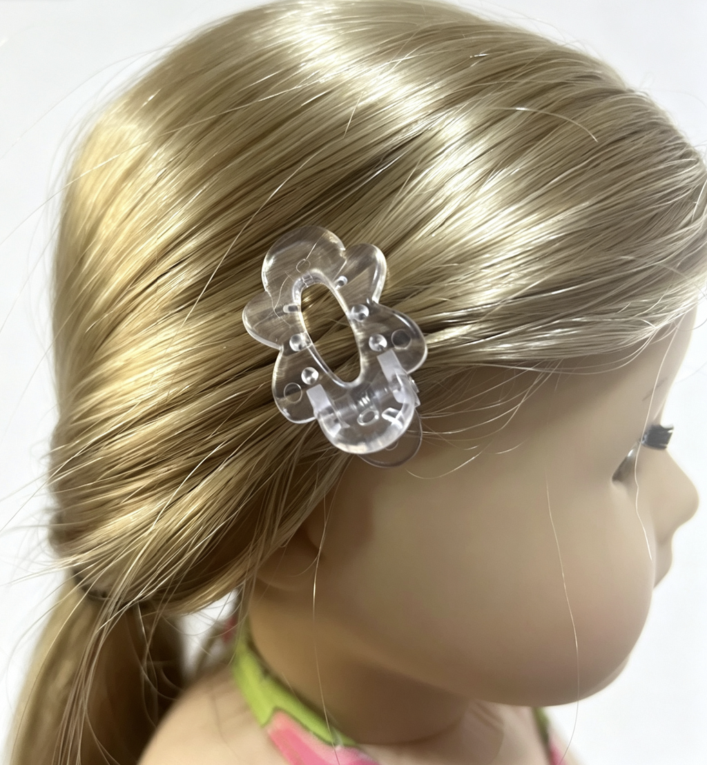【2pcs Clear Flower Hair Clips For 18'' Doll】