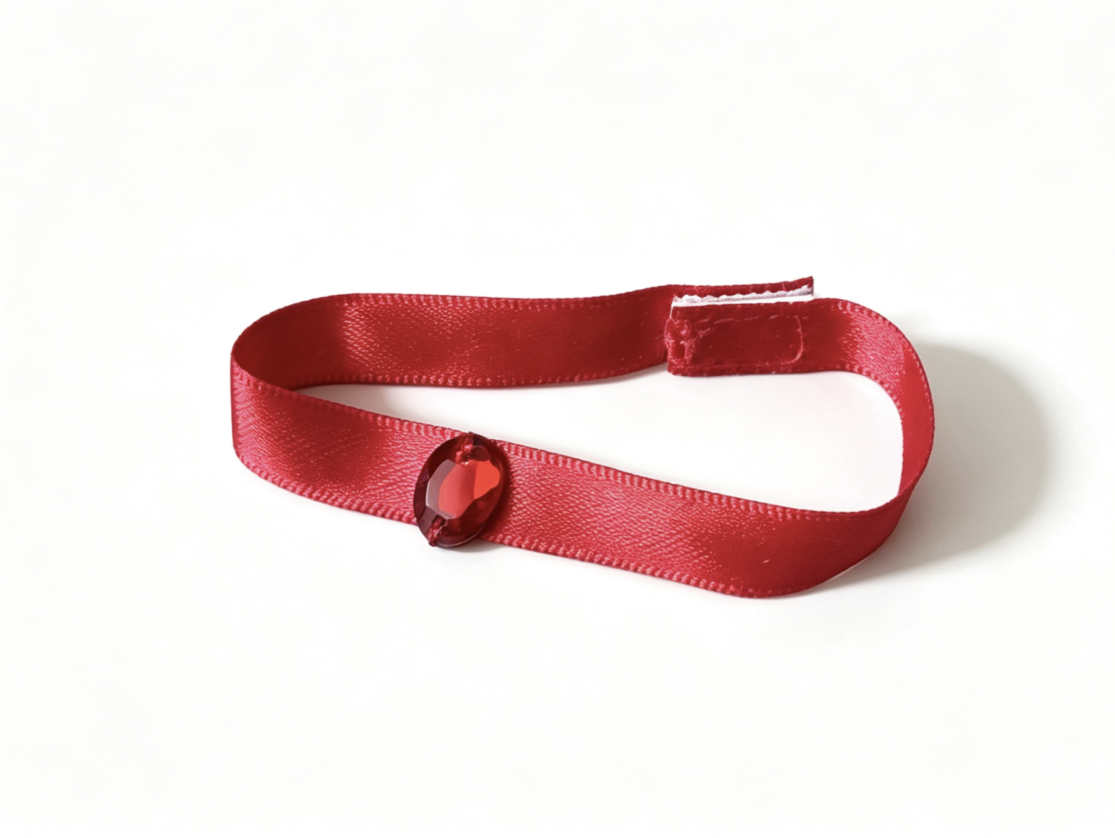 【January Gorgeous Garnet satin ribbon gem choker for 18'' doll Necklace】 Secondary image