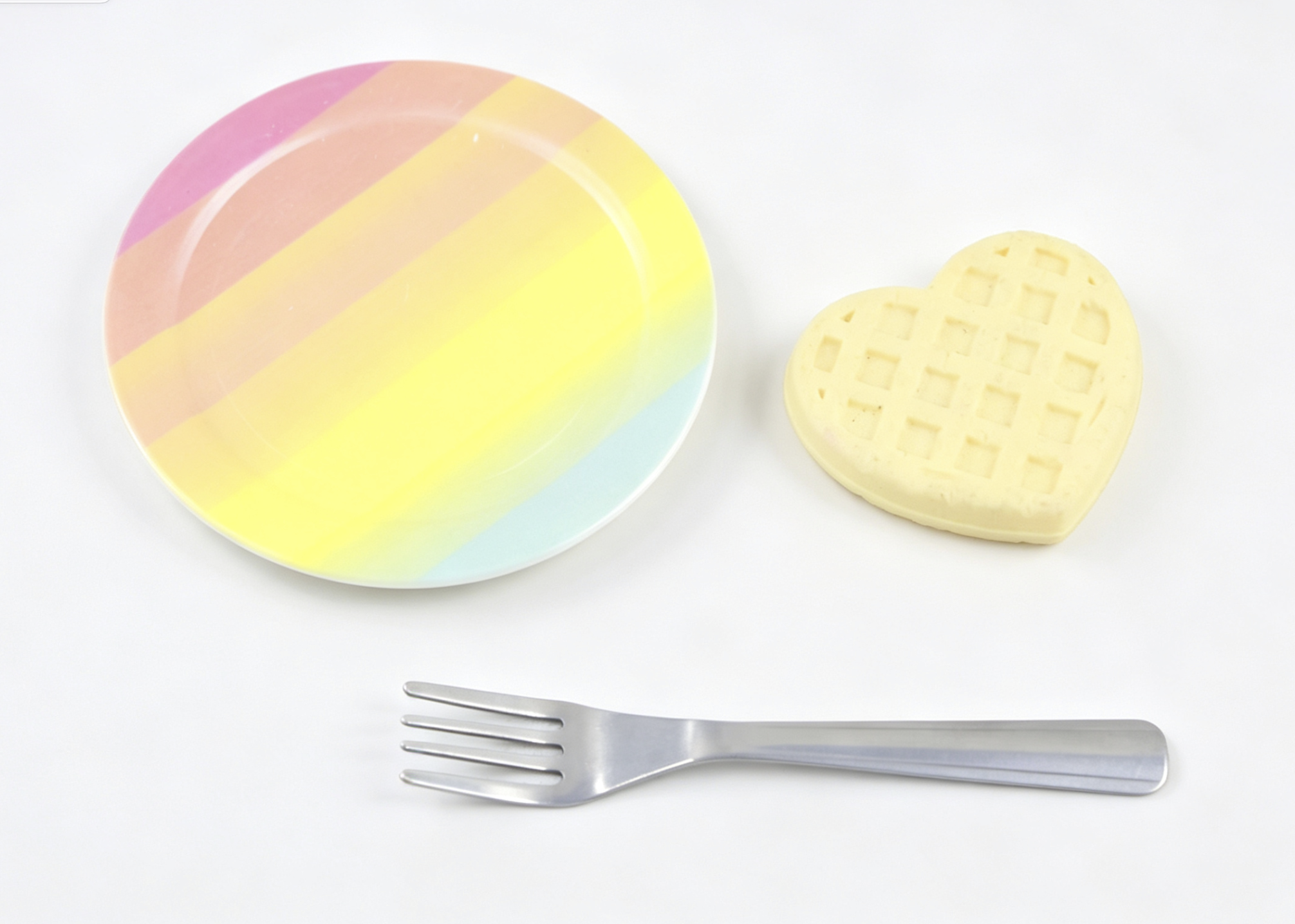 【3 pieces set waffle & plate & metal fork for 18" Doll diner】 Main image