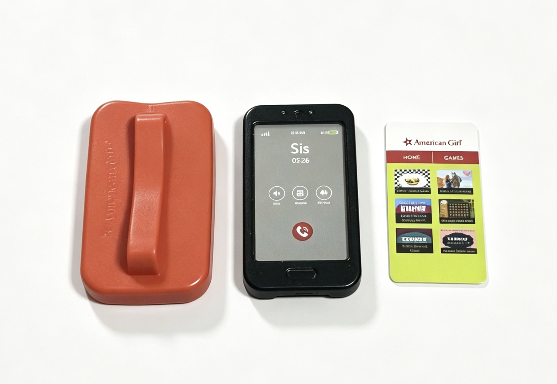 【A phone & red case & 2 reversible screens for 18'' doll Travel】 Secondary image