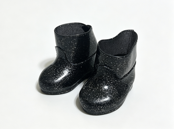 【A pair of glittery black boots for 18'' doll Witchy Webs Costume】