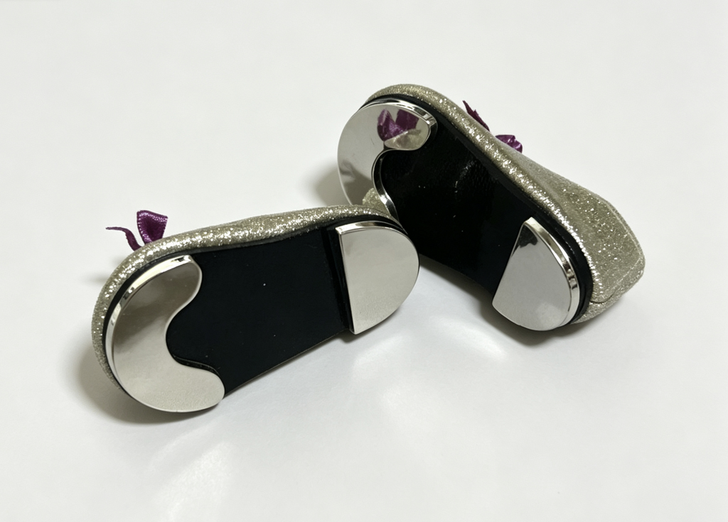 【Glitter Tap Dance Shoes with Purple Bow for 18'' Doll】