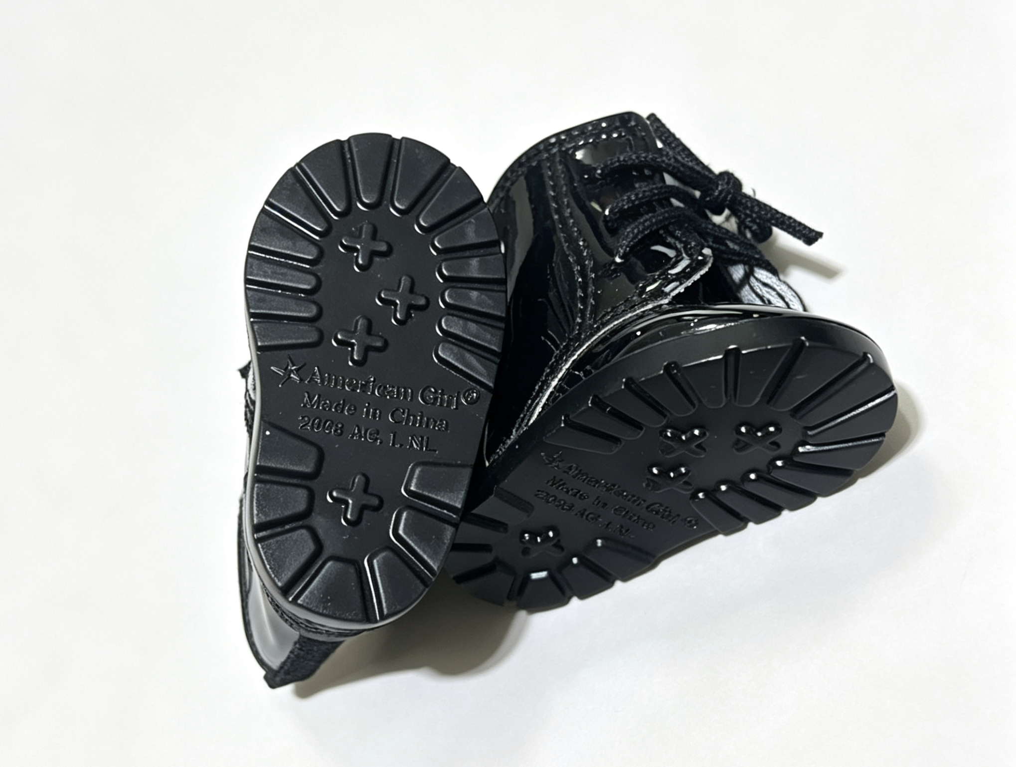 【Black Patent Lace Up Combat Boots for 18'' Doll】 Secondary image