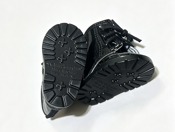 【Black Patent Lace Up Combat Boots for 18'' Doll】