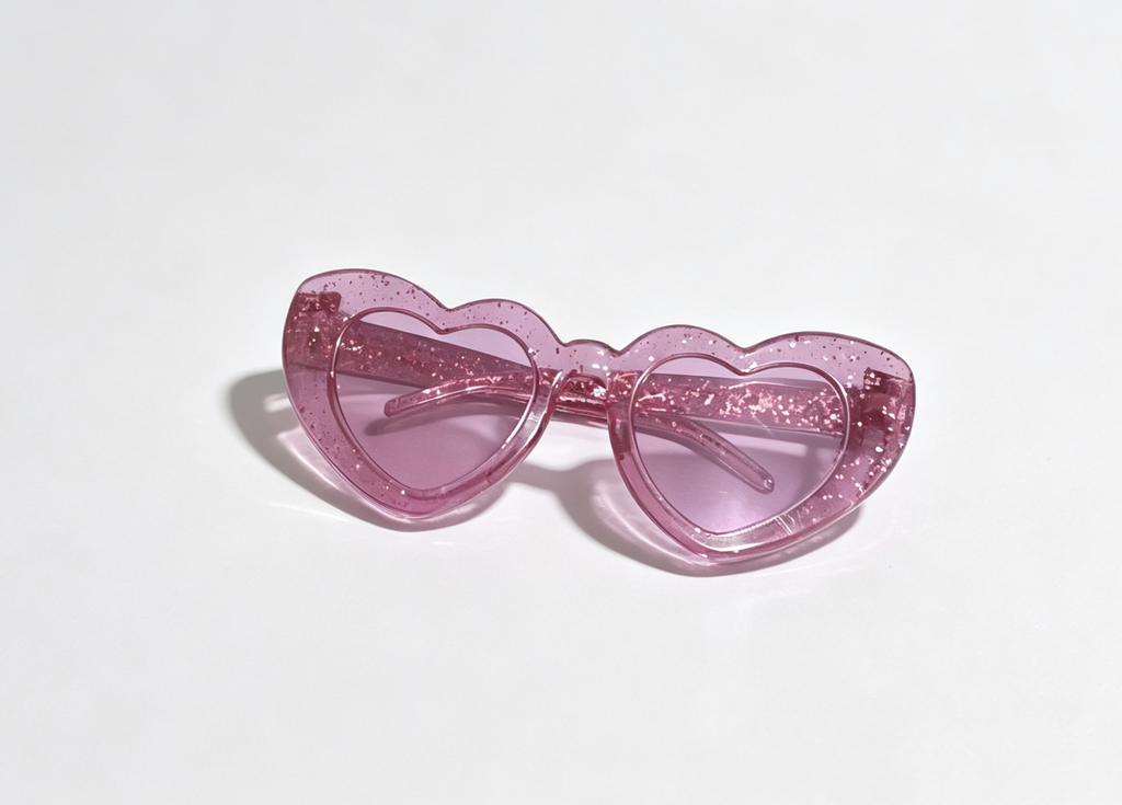 【Pink Glitter Heart Shaped Sunglasses Accessory for 18'' Doll】