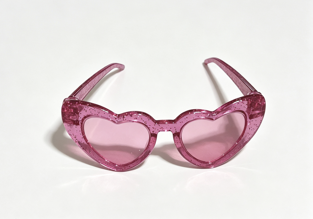【Pink Glitter Heart Shaped Sunglasses Accessory for 18'' Doll】