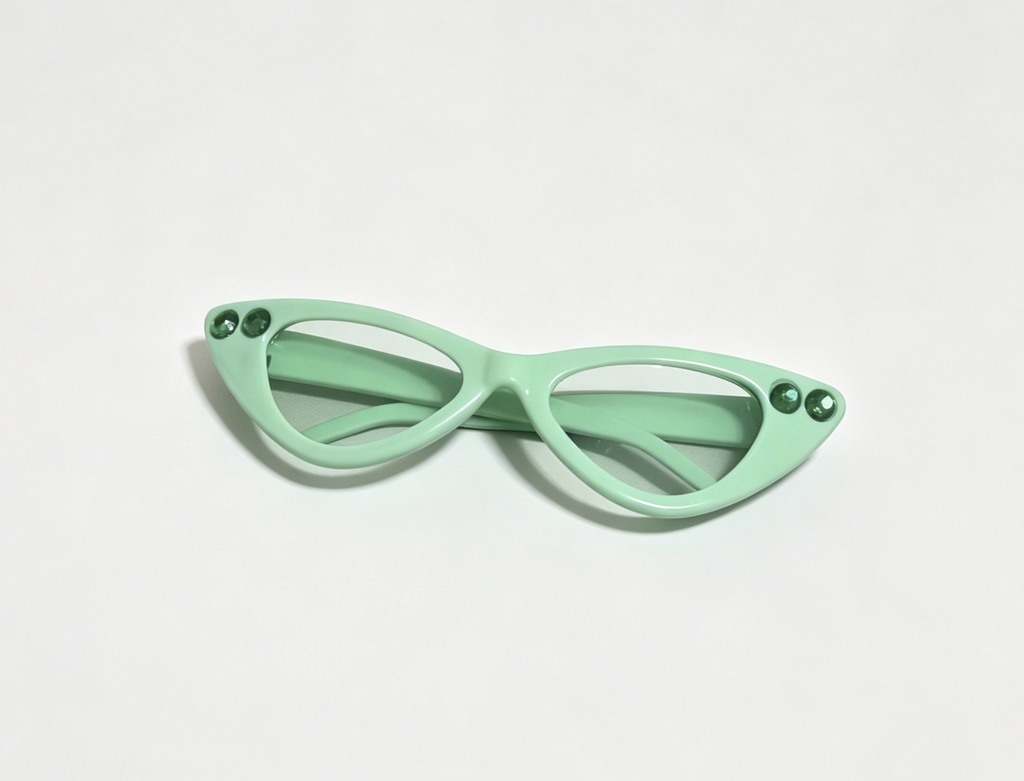 【Green Cat Eye Sunglasses with Rhinestones for 18'' Doll】